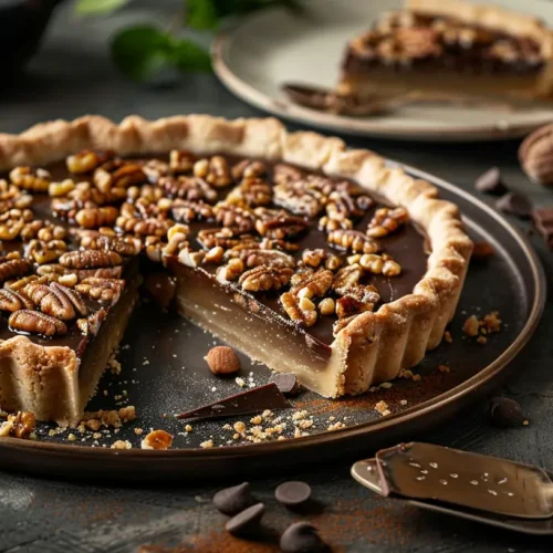 recette Tarte aux noix, caramel et chocolat